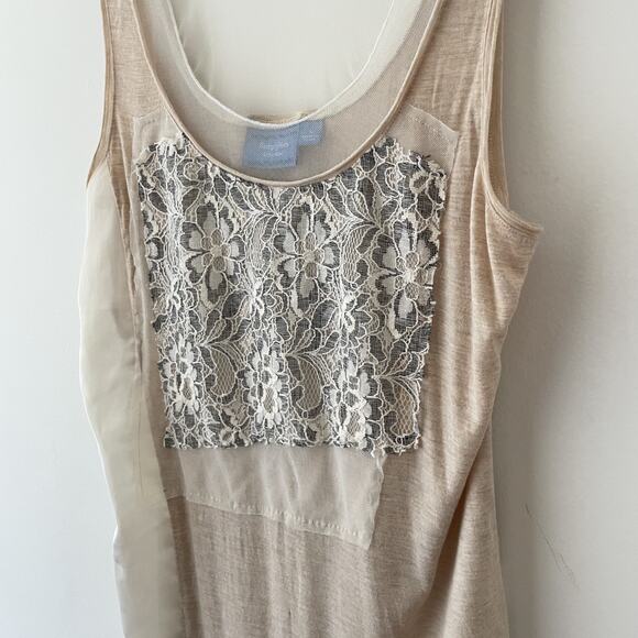 Fairy Coquette Lace Mesh Layered Tank Top Beige Cream Large Romantic‎ Y2K - Picture 5 of 9